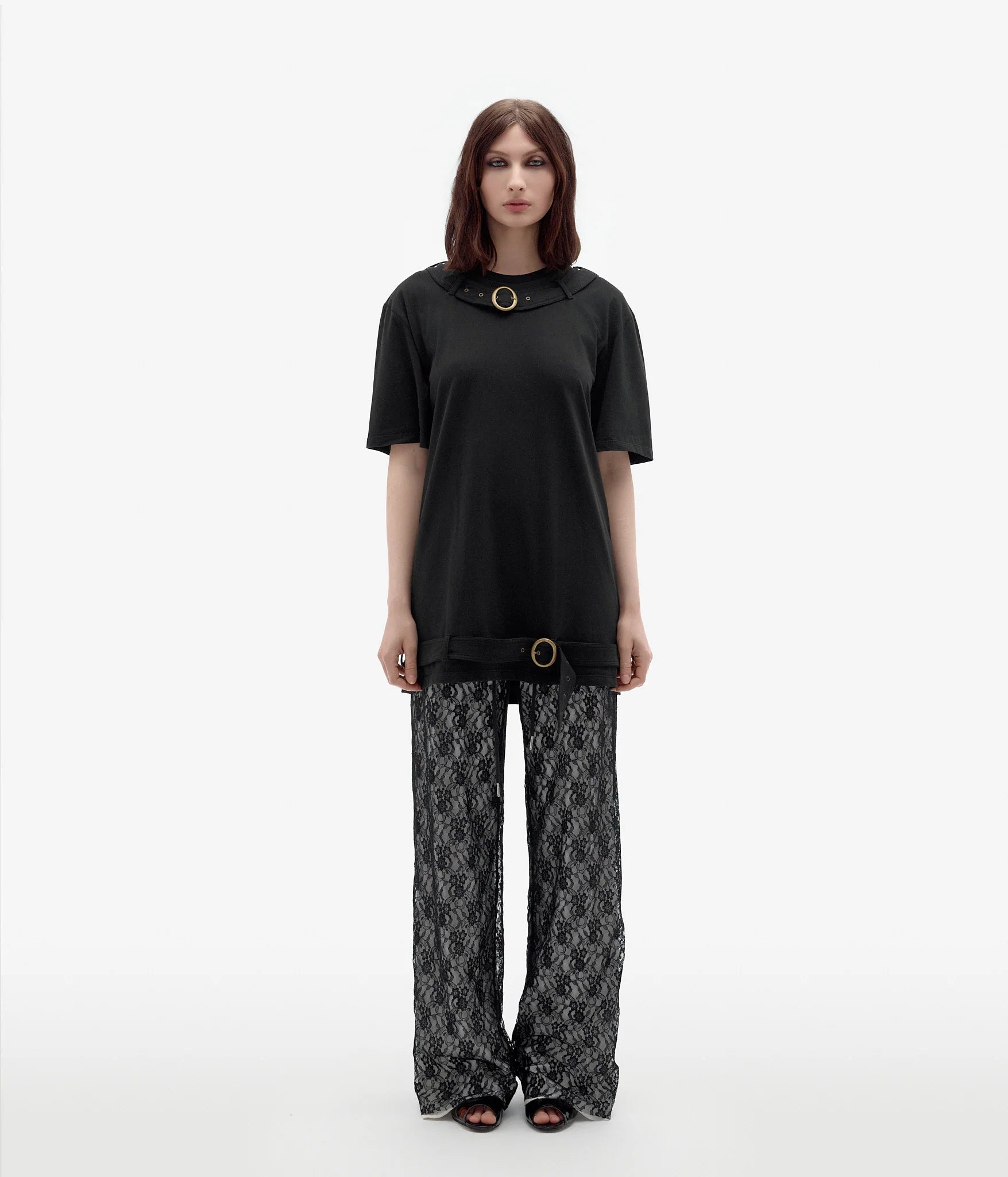 T-Shirt mit Schnalle | Schwarz