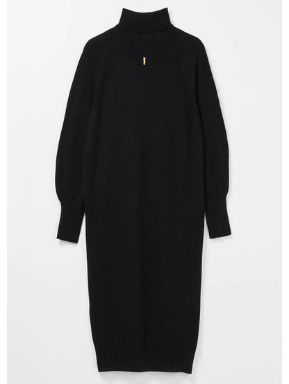 Gaudi Polo Neck Merino Balloon sleeved Dress