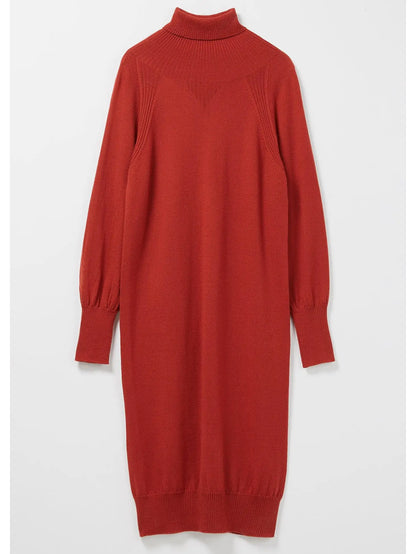 Gaudi Polo Neck Merino balloon sleeved Dress