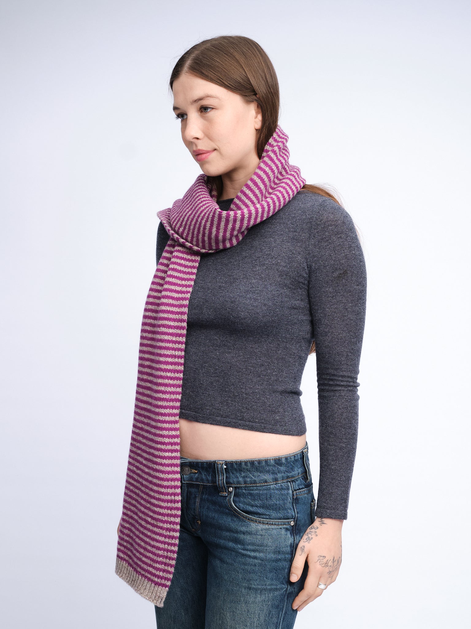 Merino Cashmere Stripe Scarf