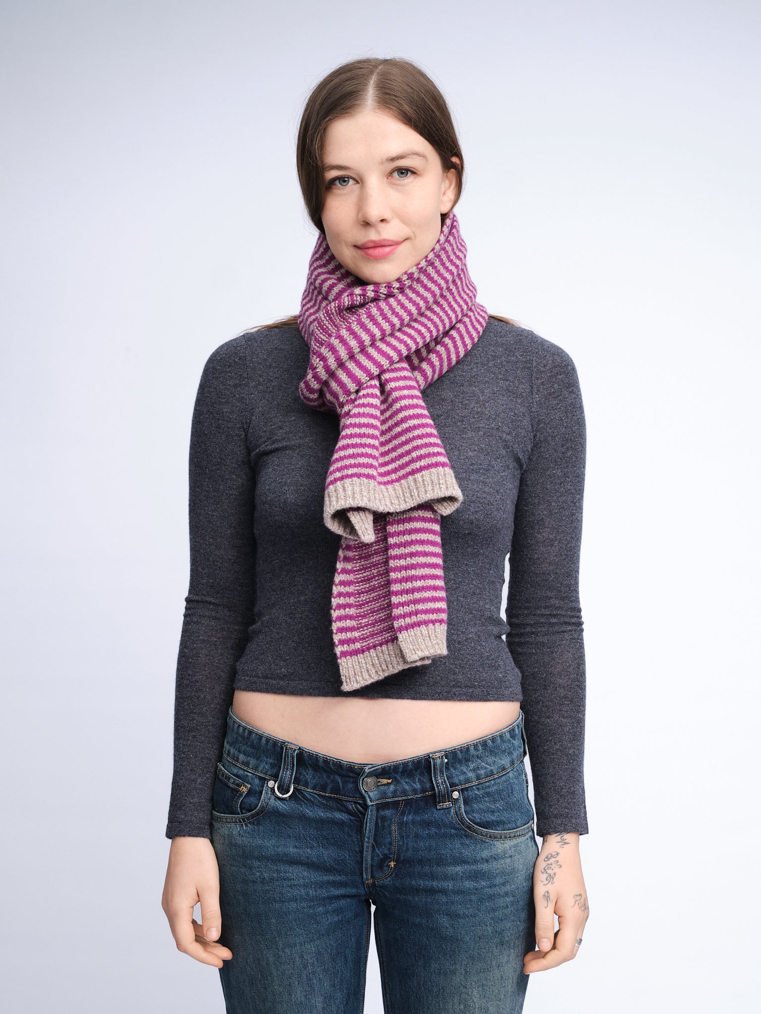 Merino Cashmere Stripe Scarf