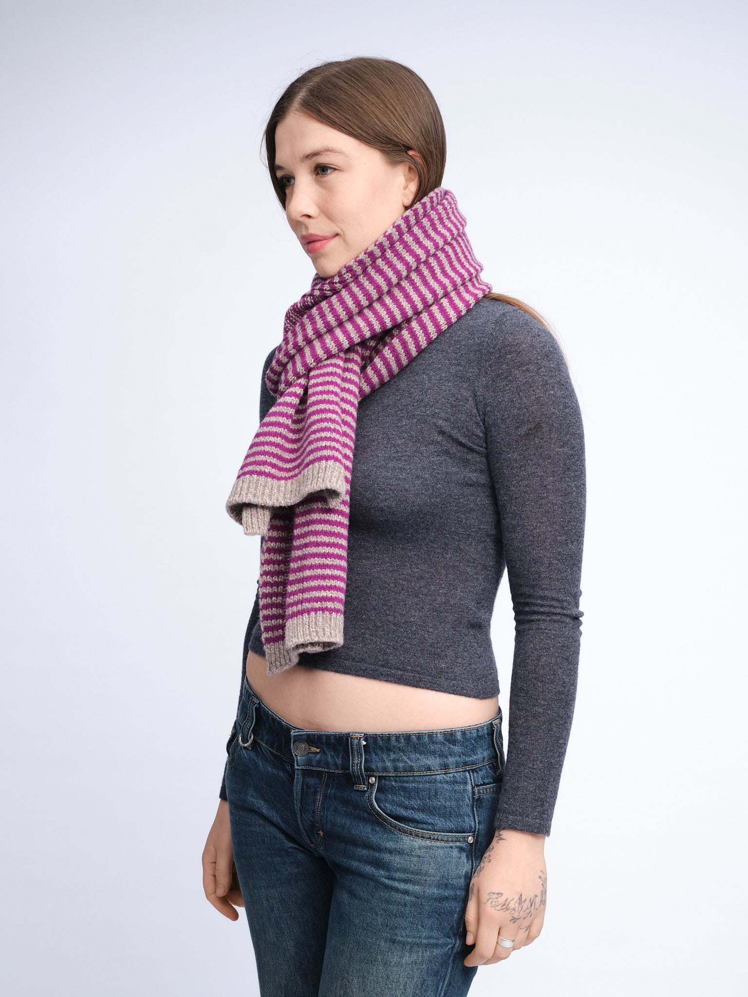 Merino Cashmere Stripe Scarf