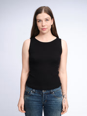 Tanktop mit U-Boot-Ausschnitt | Schwarz