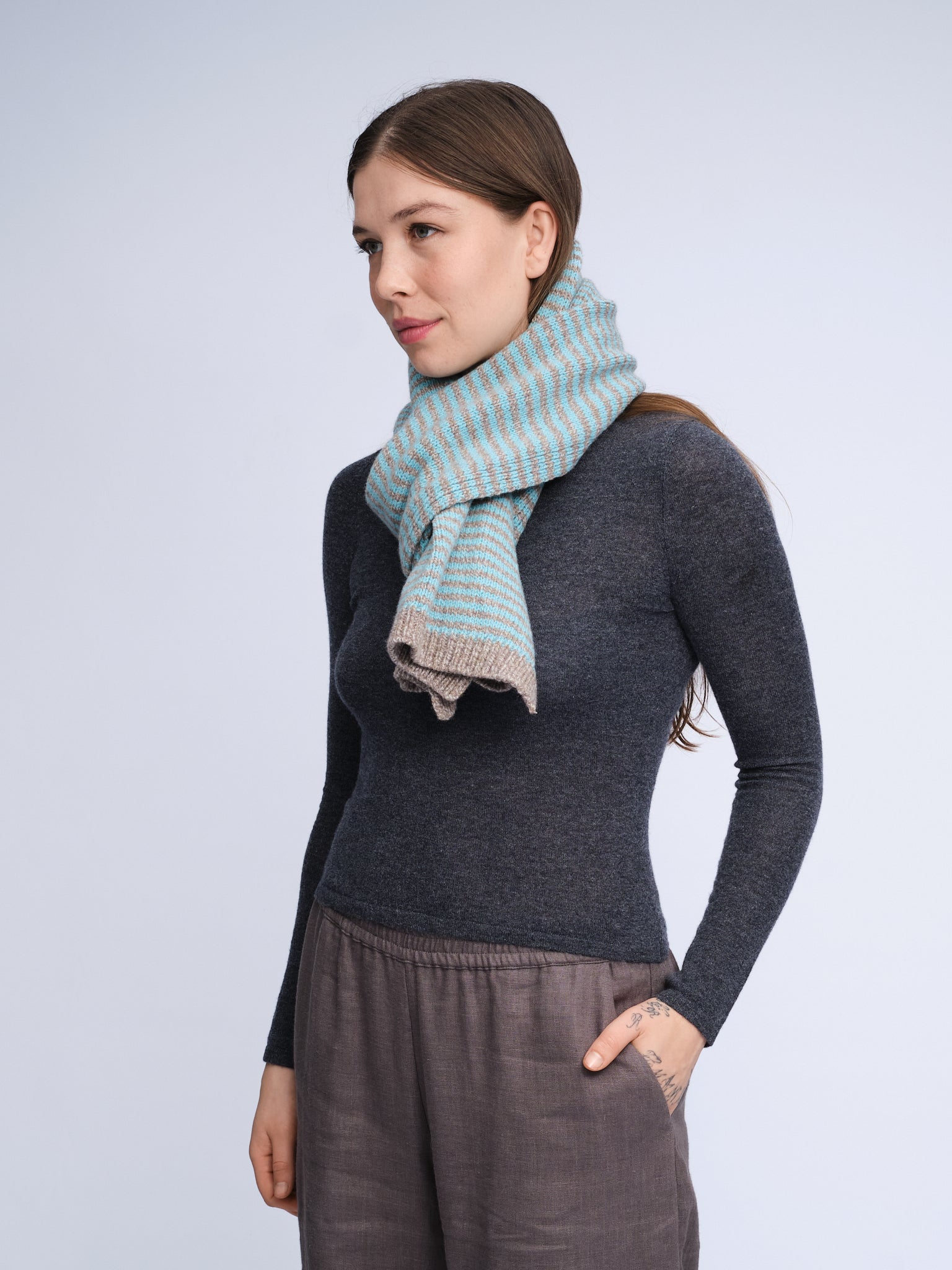 Merino Cashmere Stripe Scarf