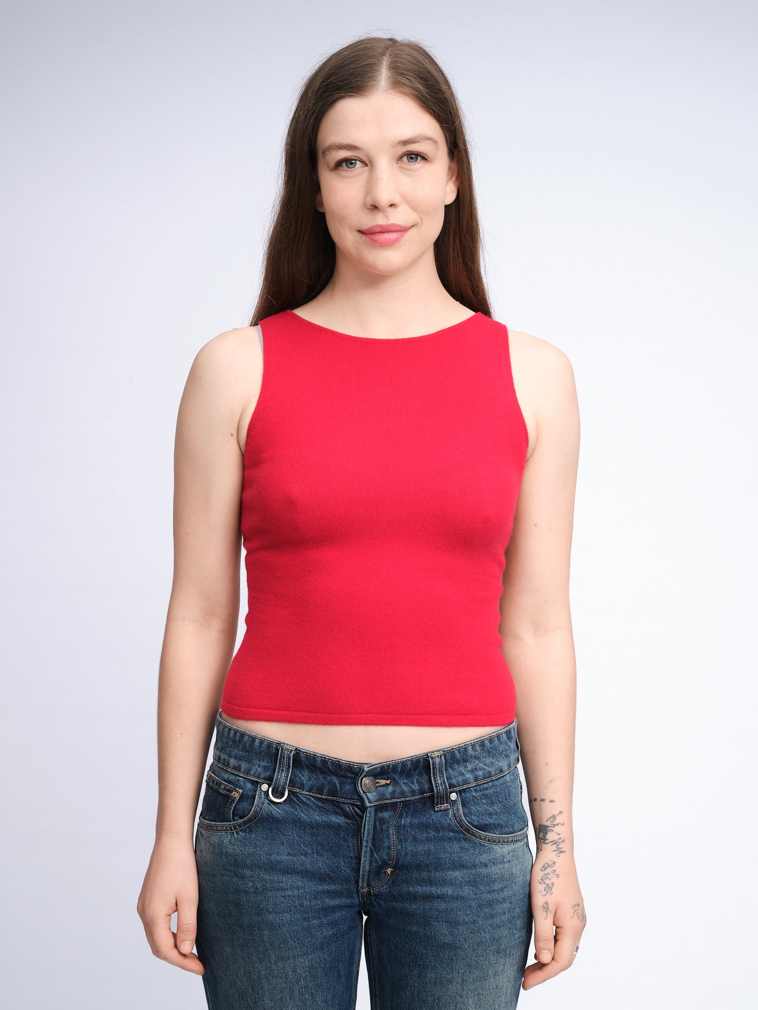 Tanktop aus Wolle und Kaschmir mit U-Boot-Ausschnitt