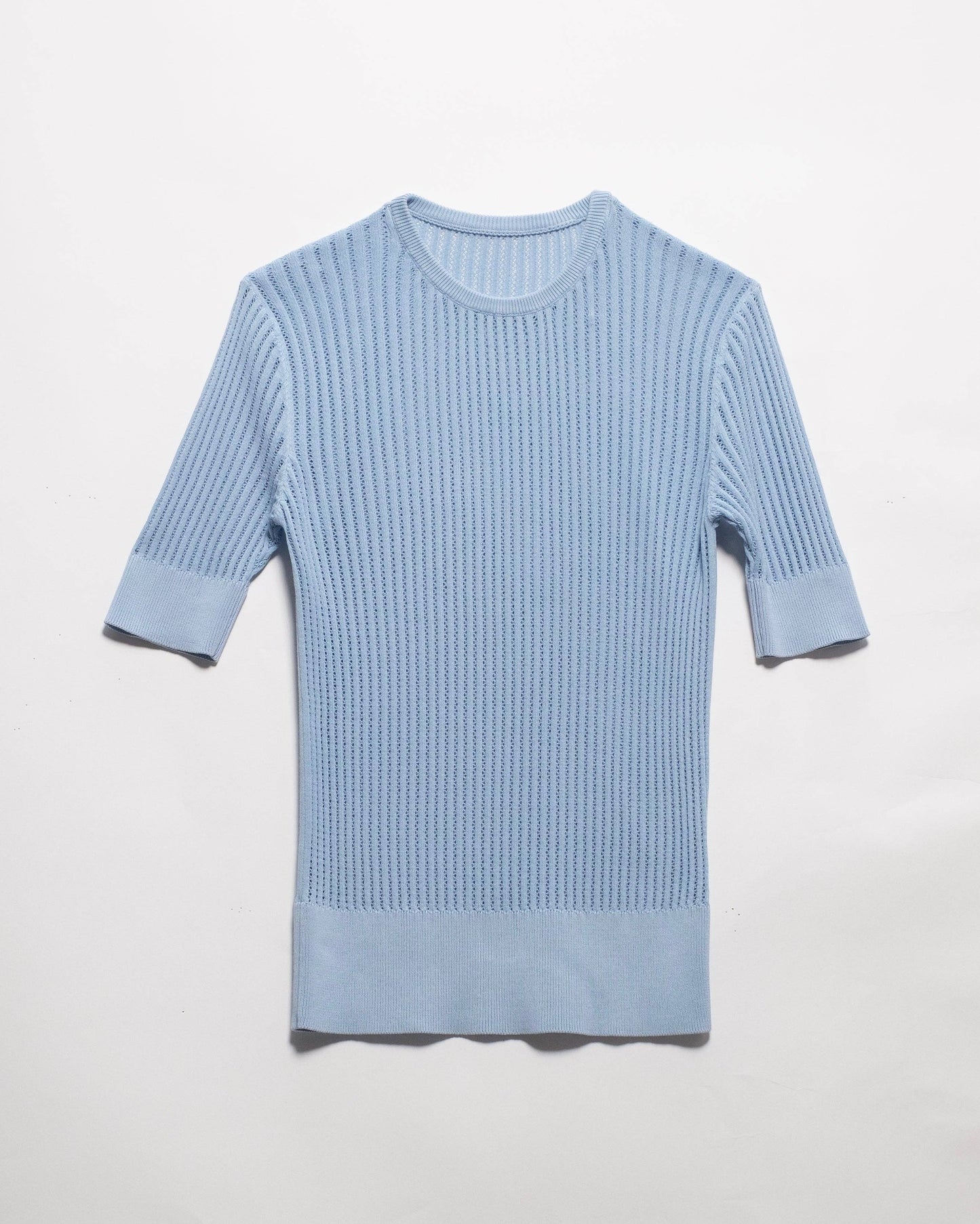 Fine cotton t-shirt with micro pointelle