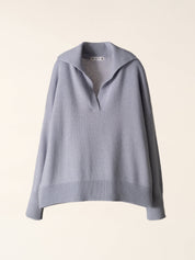 Cashmere Mix Relaxed Polo | Dusty Blue