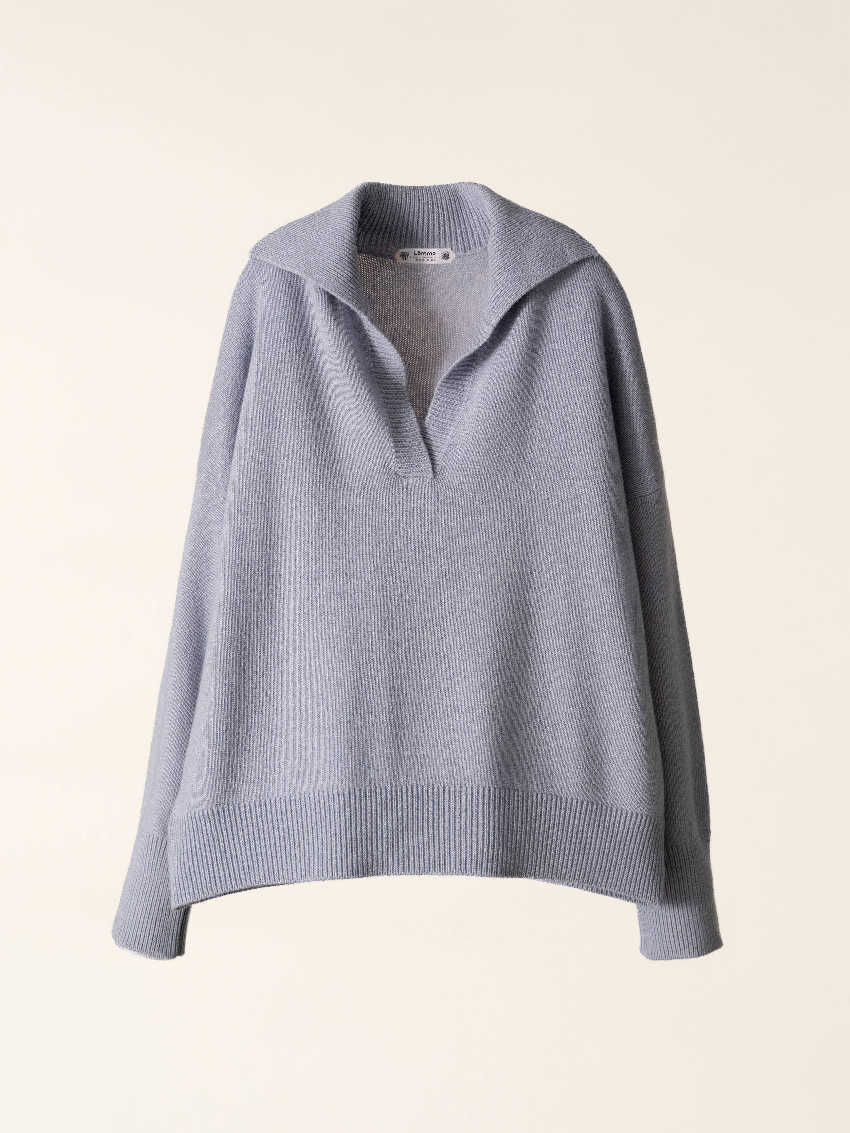 Cashmere Mix Relaxed Polo | Dusty Blue