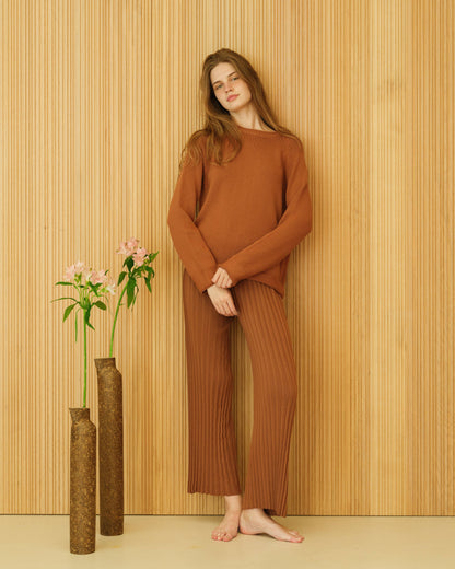 Fine Cotton Relaxed Sweater | Rust