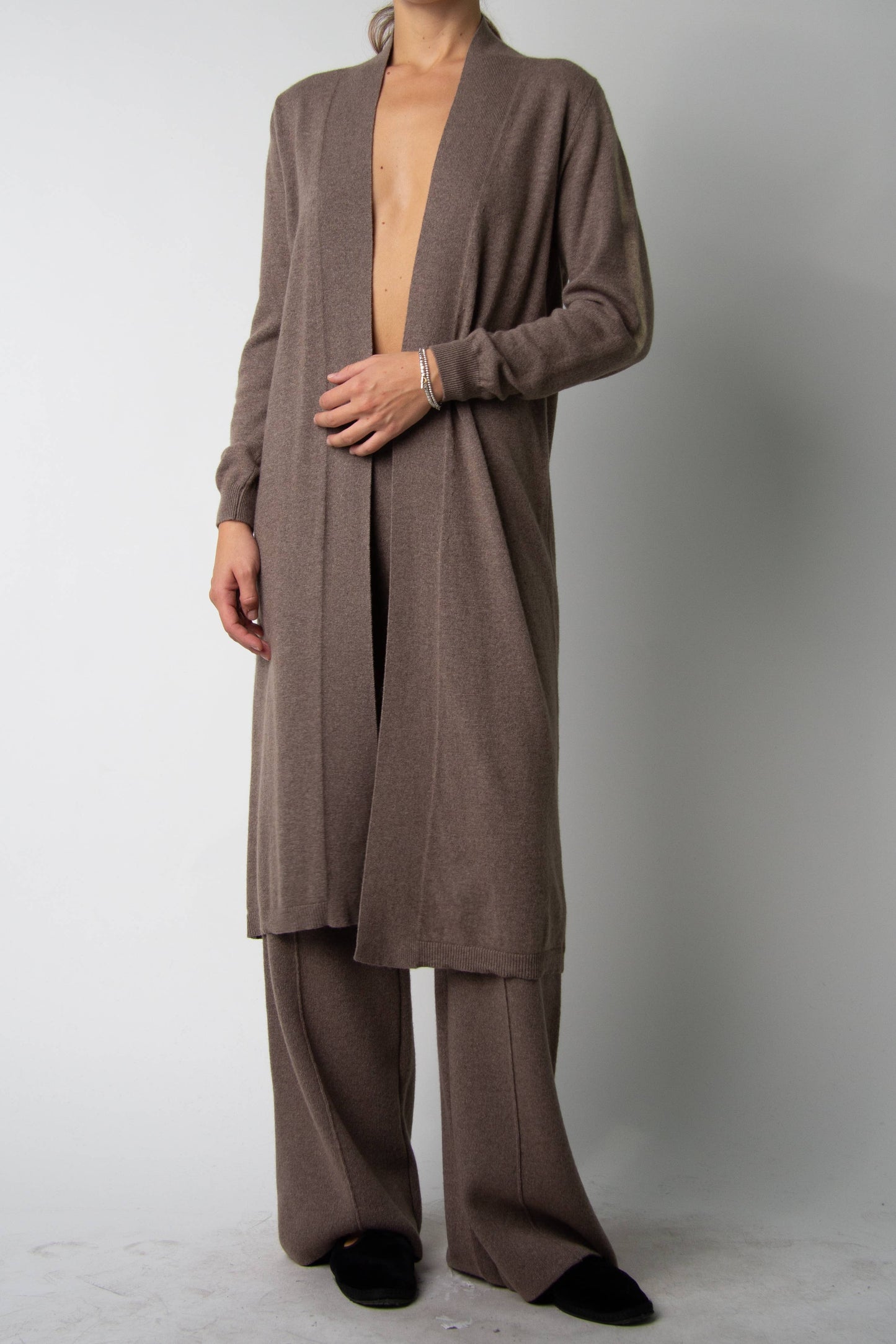 Cashmere Mix Long Fine Cardigan