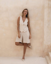 Mila - Linen Shorts | Beige