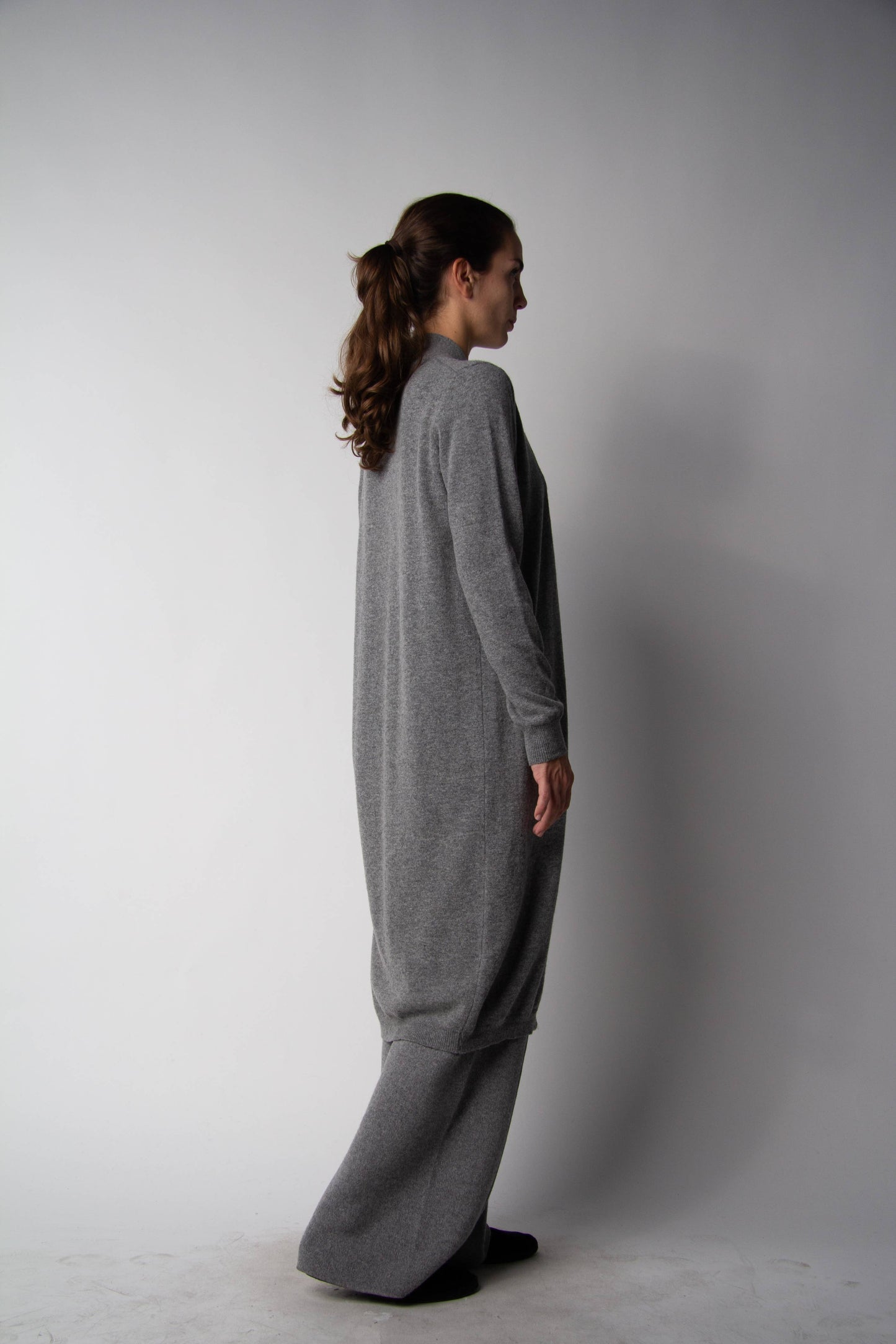 Cashmere Mix Long Fine Cardigan