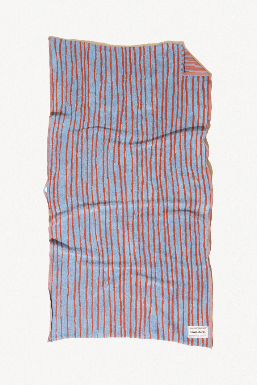 Cotton Bath Towel | Sky & Brick Stripe