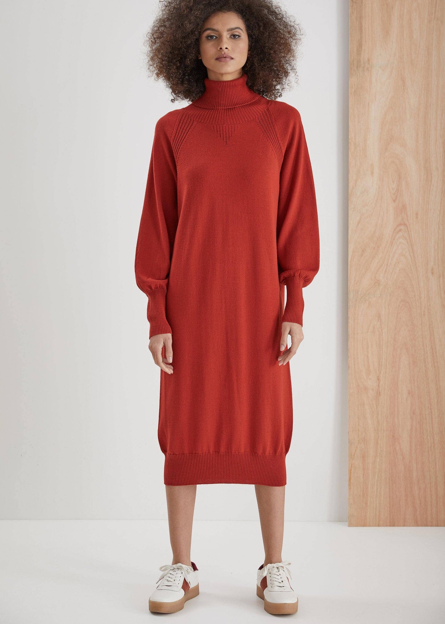 Gaudi Polo Neck Merino balloon sleeved Dress