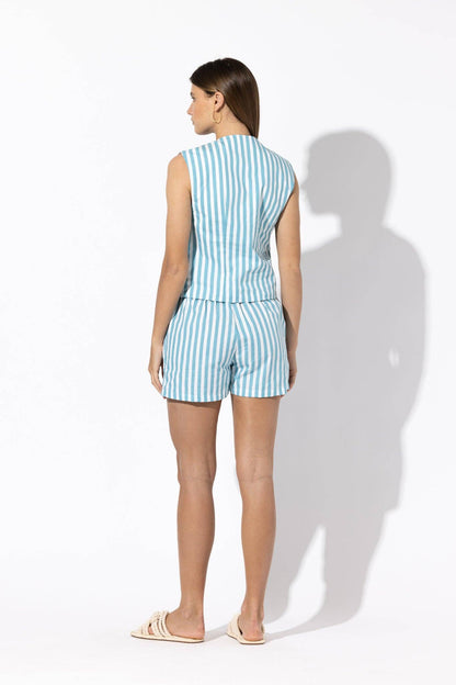 Franca Poplin Vest in Arctic Stripe