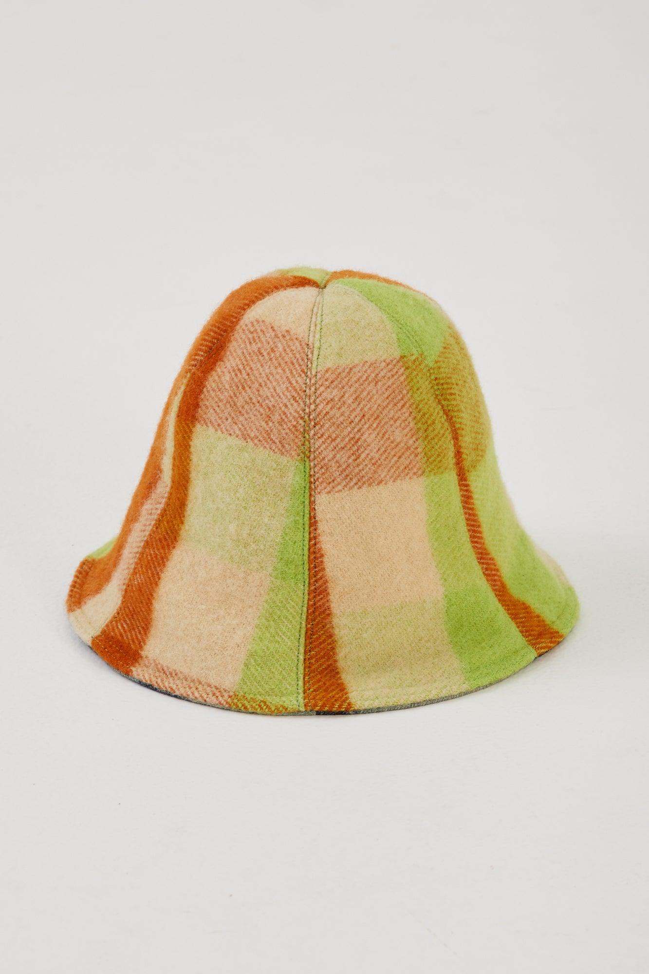 Upcycled deadstock denim and wool blanket hat 
