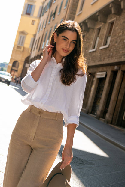 Tailored Straight Linen Pants ANNA